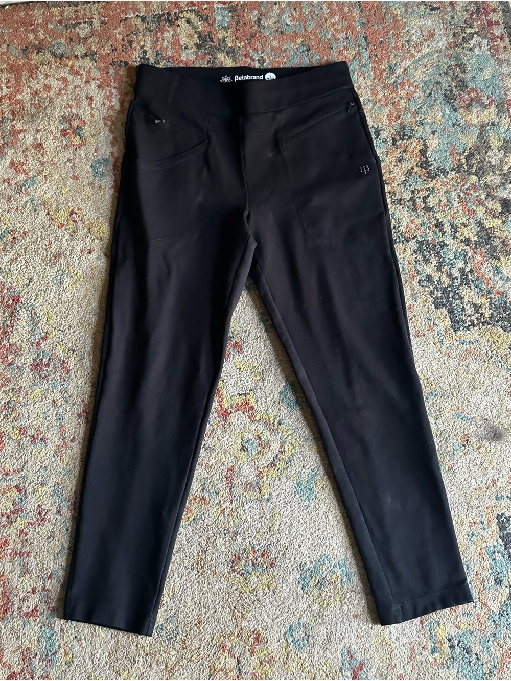 Betabrand Black Athletic Pointe Pants SP with Front Pockets